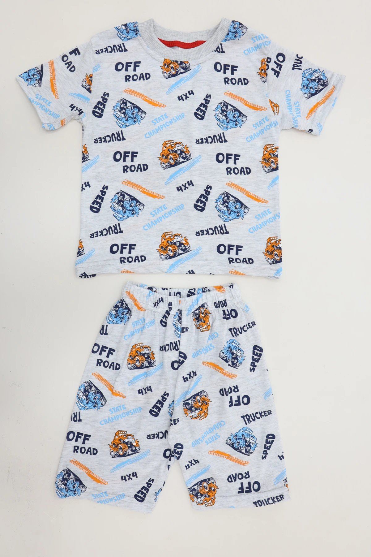 4-10 Yaş Baskılı Erkek Çocuk Pijama Takımı Turuncu - 53610.1776.
