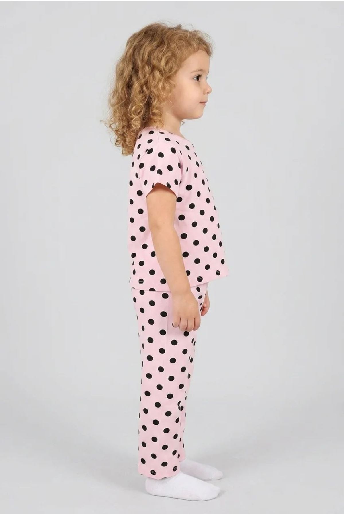 4-8 Yaş Kız Çocuk Pijama Takımı Siyahbeyaz - 53798.1780.