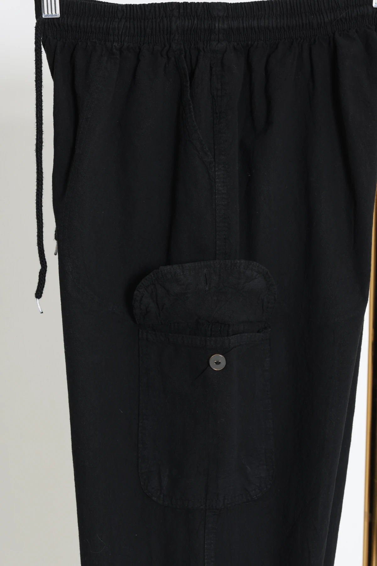 Keten Beli Lastikli Kargo Cepli Erkek Pantolon Siyah - 75036.2170.