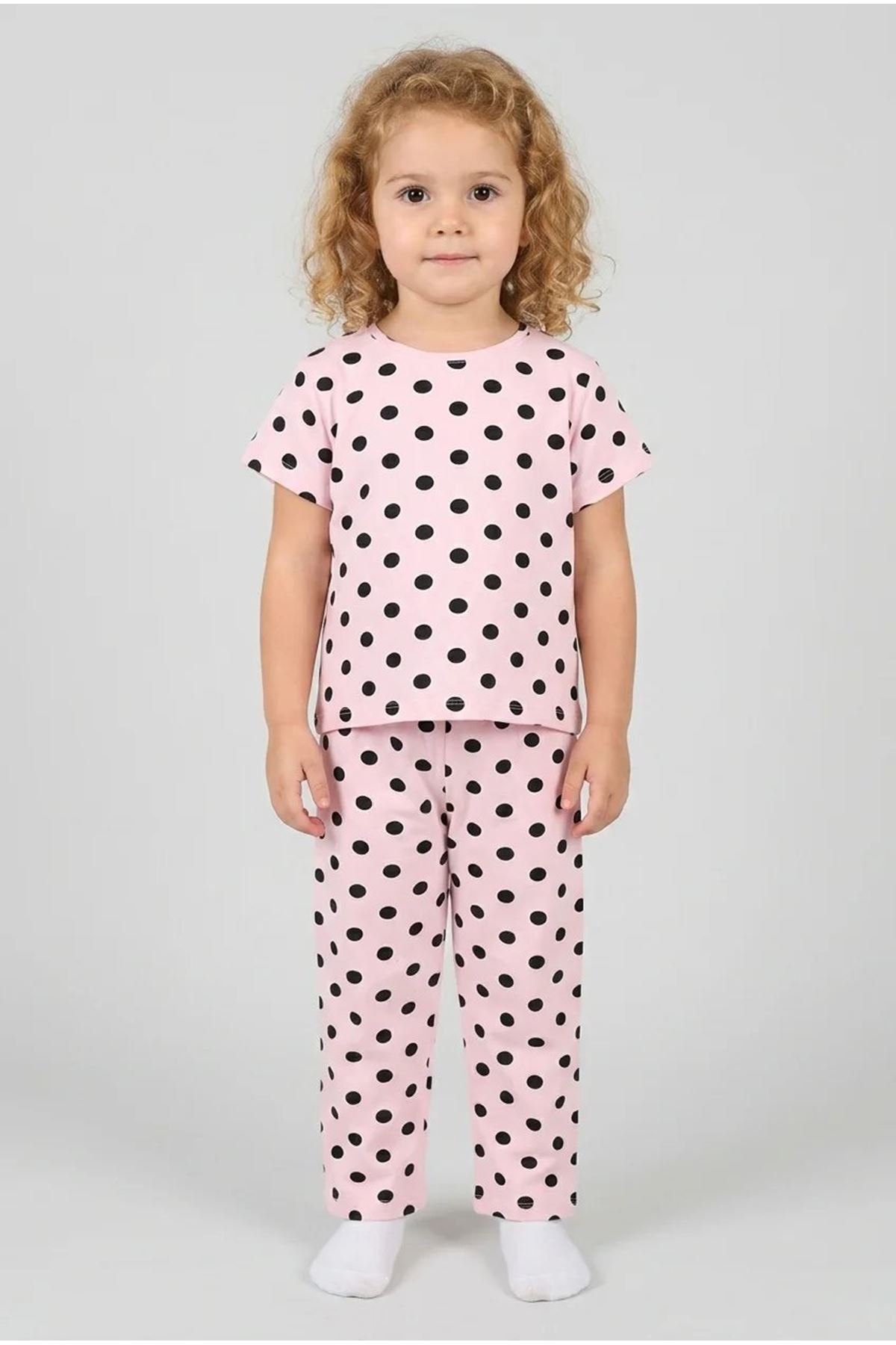 4-8 Yaş Kız Çocuk Pijama Takımı Siyahbeyaz - 53798.1780.