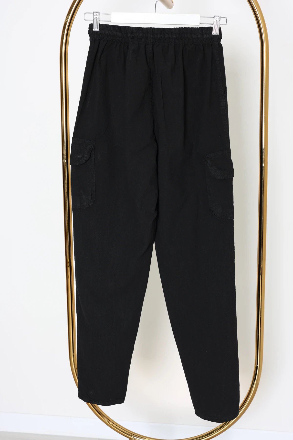 Keten Beli Lastikli Kargo Cepli Erkek Pantolon Siyah - 75036.2170.