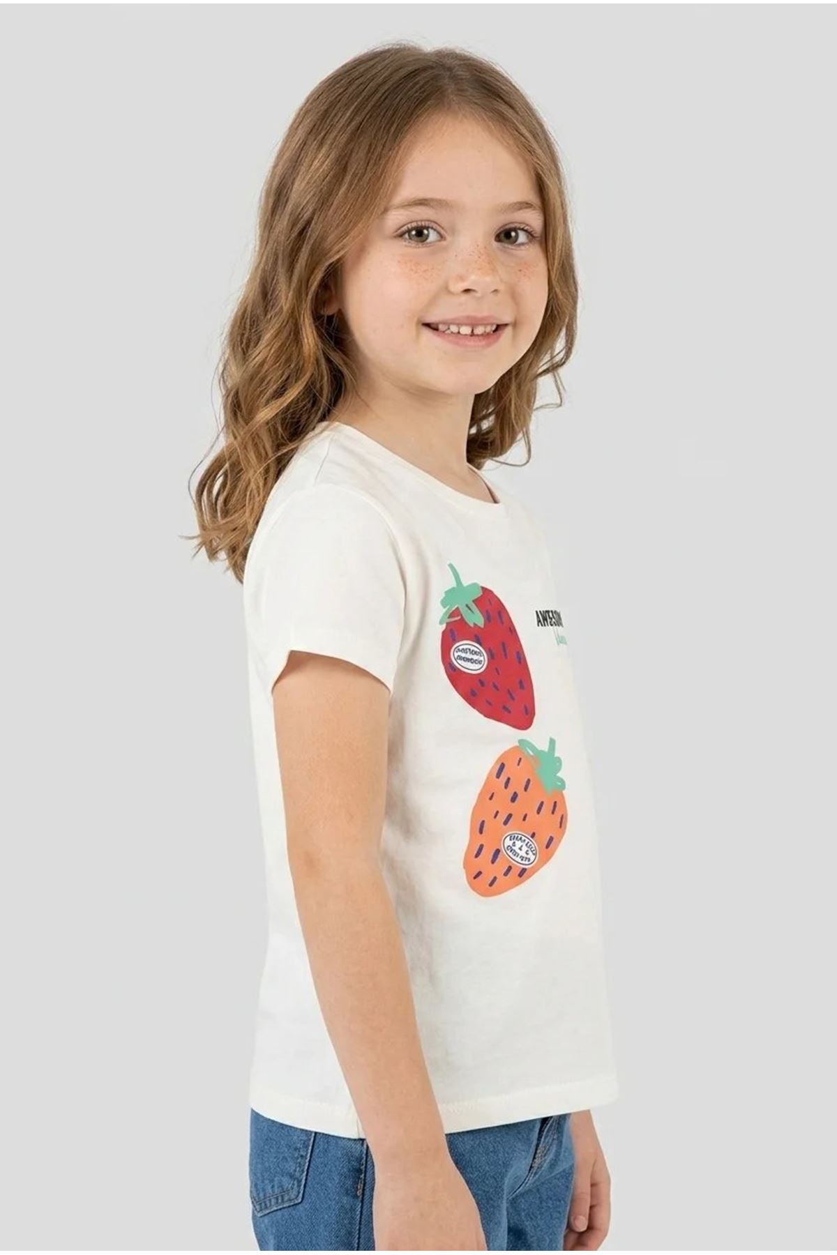 6-9 Yaş Kız Çocuk Tişört Ekru - 6260059.1576.