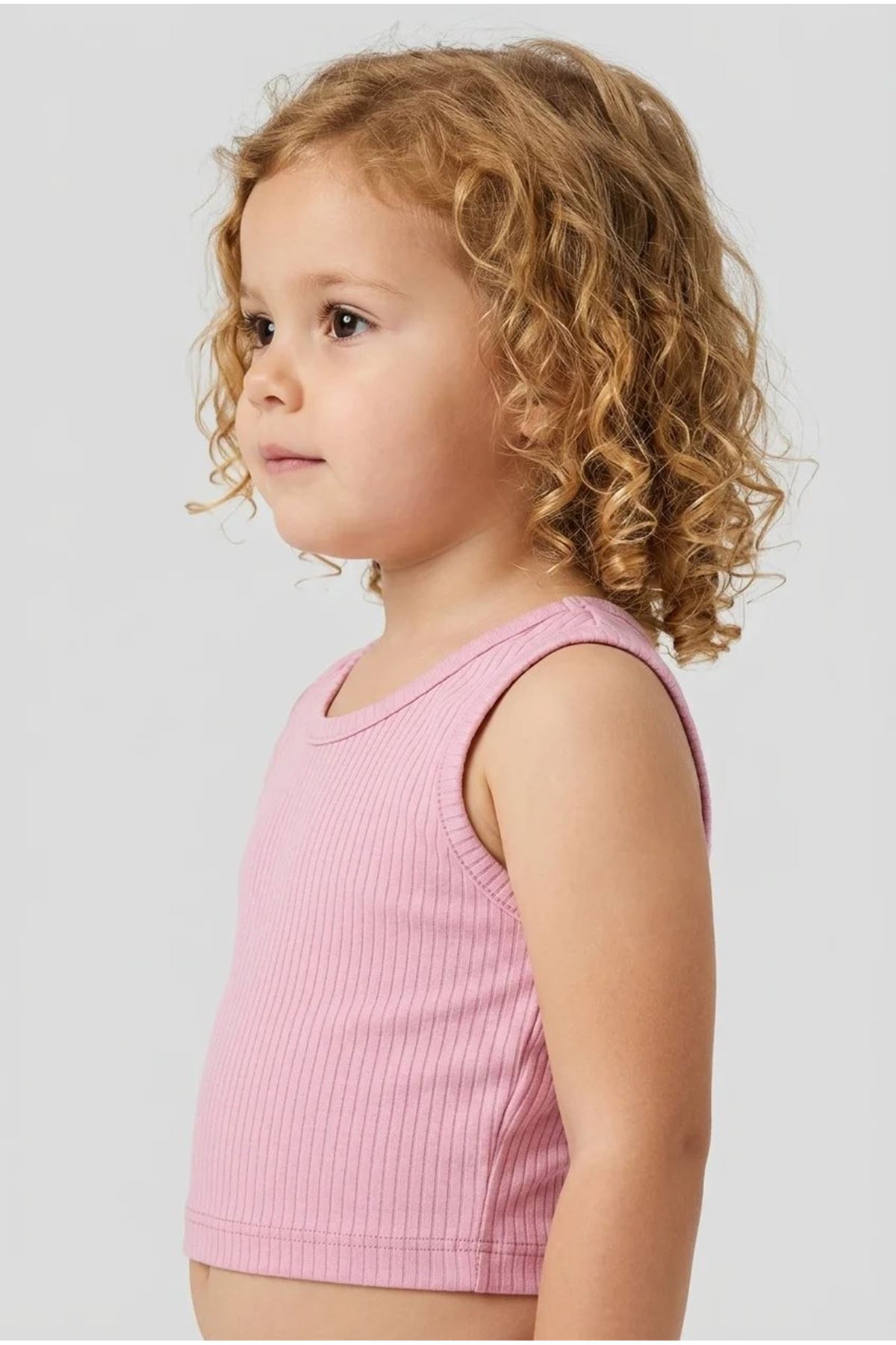 4-10 Yaş Kız Çocuk Crop Atlet Pembe - 53801.1780.