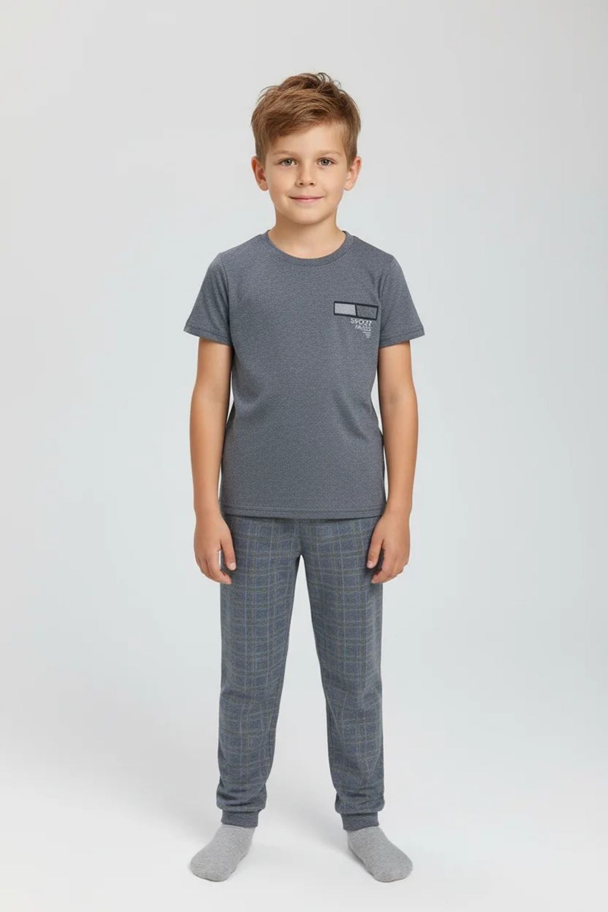 5-12 Yaş Süprem Pijama Takımı Gri - 52331.1048.