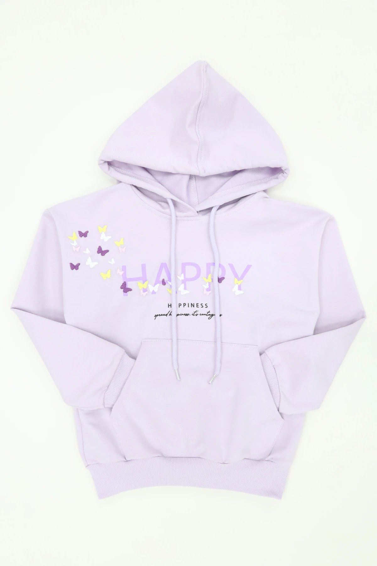 6-9 Yaş Kız Çocuk 2 İplik Şardonsuz Penye Sweat Lila - 6264272.1576.